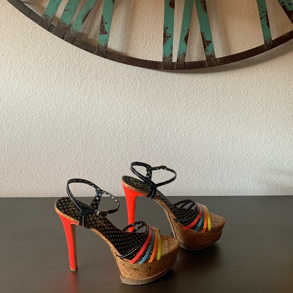 Multi-colored Neon High Heel Sandals - Picture 3 of 6